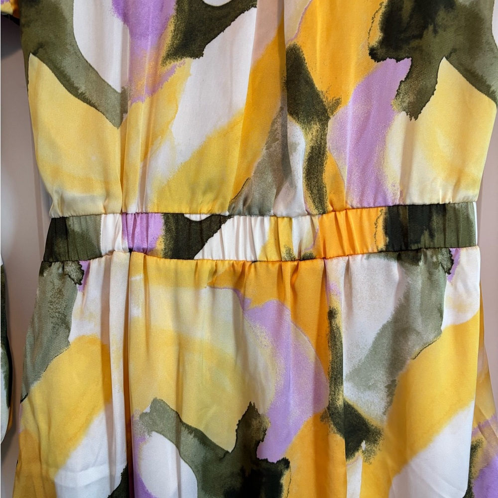 NWOT French Connection  Abstract Watercolor Belted Satin Shirt Dress - M and XL - Picture 8 of 11